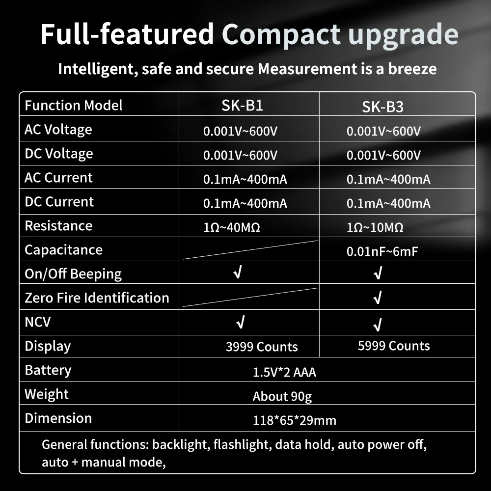 Snakol Smart Multimeter Professional Digital Multimeters AC/DC Voltage Current Tester Continuity Ohm NCV Ammeter Detector Tools