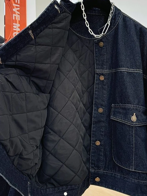 الرجعية الكورية Sle Thiened القطن الدنيم Jaet المرأة الخريف الشتاء جديد Sle عادية فضفاضة تناسب معطف دافئ ort #2