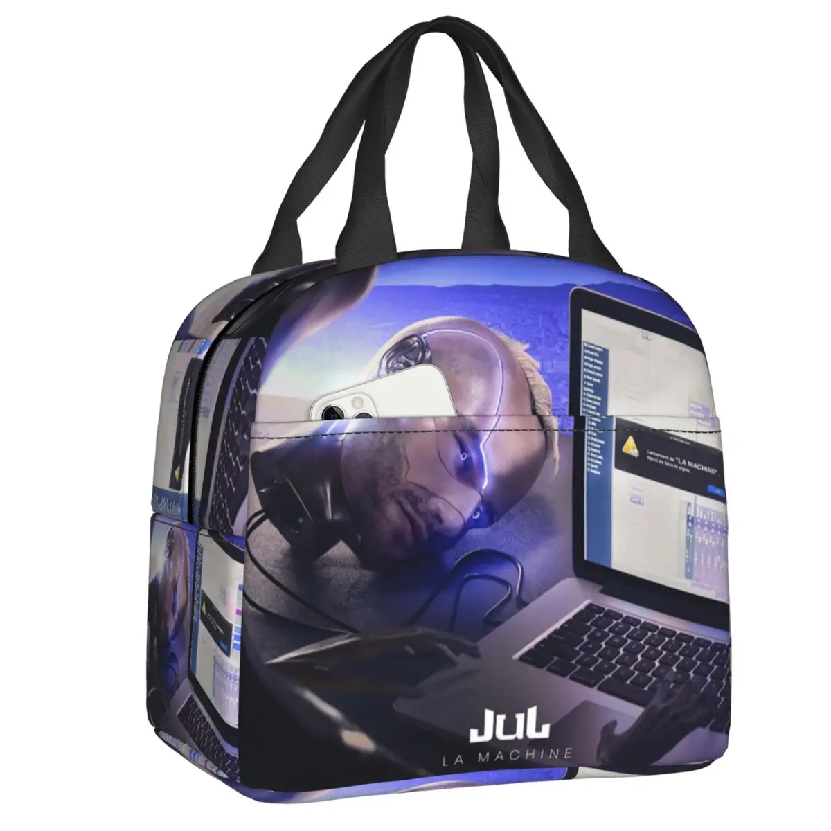 

Custom Jul The Machine Insulated Lunch Bag for Women Portable French Rapper Cooler Thermal Bento Box Kids School Children