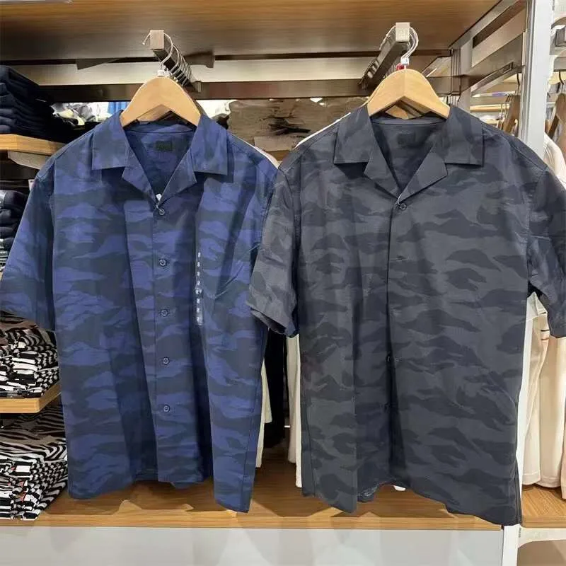 Camisa de manga corta para hombre, camisa con estampado de mezcla de algodón, Modal