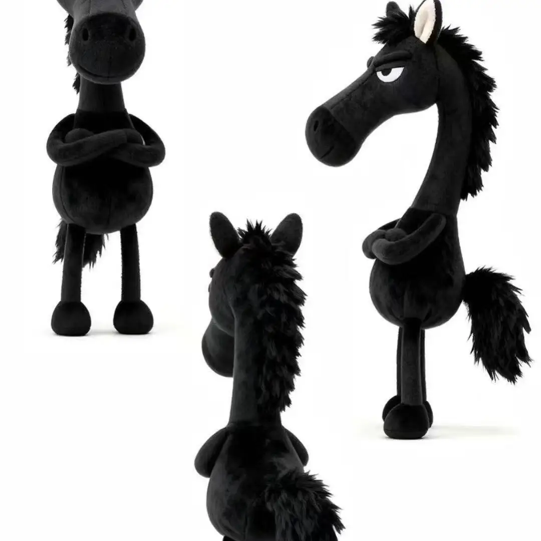 2026 New Year of The Horse Plush Toy Bag Charm Pendant Cute Black Horse Doll Creative Ornament Lucky Mascot Xmas Christmas Gifts