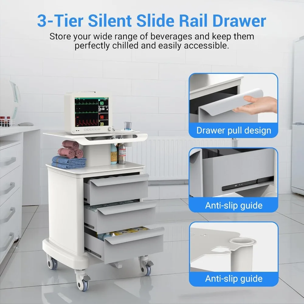 عربات طبية بعجلات، عربة الموجات فوق الصوتية المتنقلة، عربات الأسنان المتدحرجة مع الأدراج، عربة ترولي احترافية مع صواني