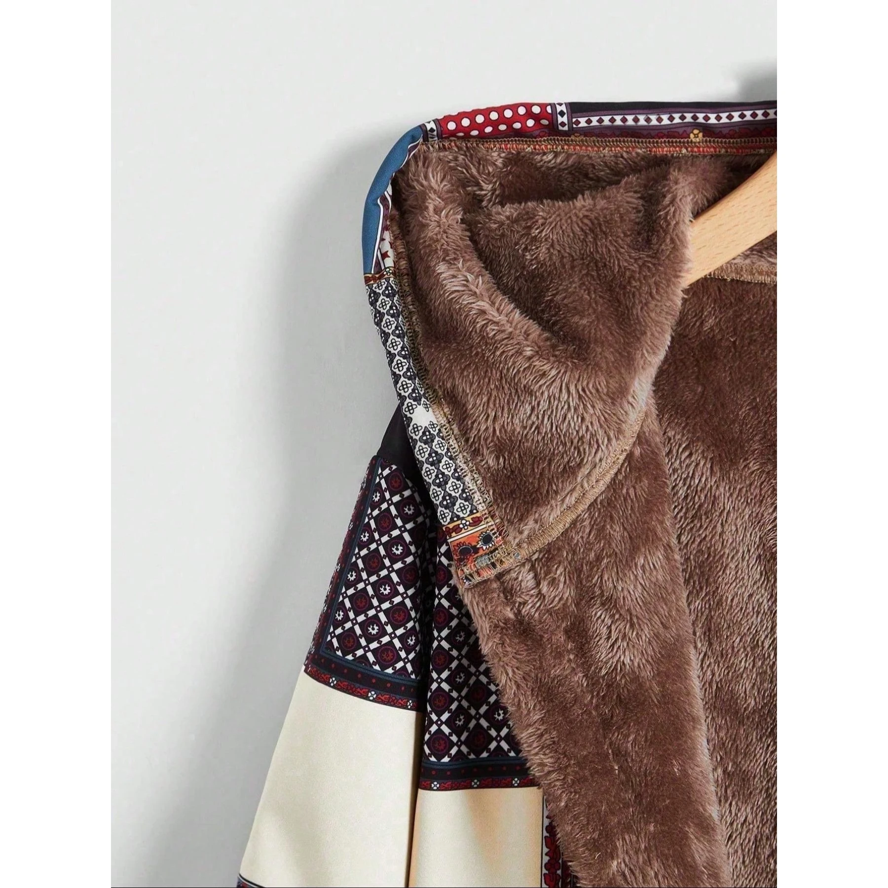 Warm Fleece Hooded Sweatshirt Cotton Linen Print Women's Jacket Winter 2024 Fashionable Cozy Plush Outerwear for Ladies
