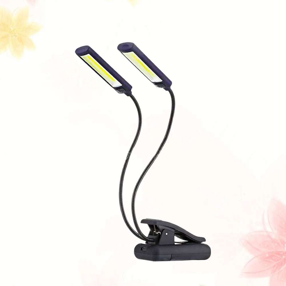 Double Head Cob Book Clip Light Desktop Lamp Dual Heads Reading Lights Barbecue Black