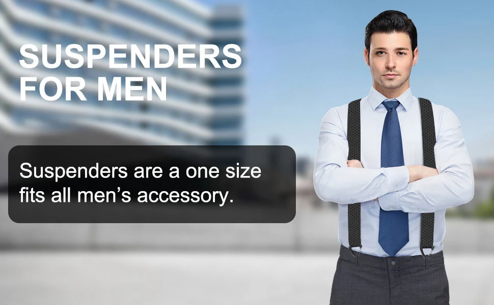 Hidden Suspenders for Men 1.6" Wide Elastic Adjustable Work Suspenders Heavy Duty with 4 Snap Loop X-back Braces for Trousers