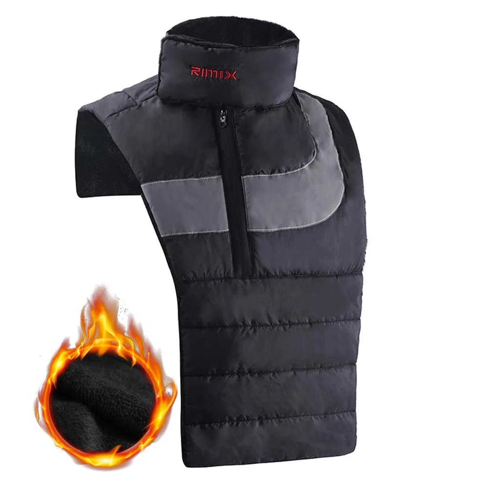 Winter Motorbike Neck Protector Vest,Adjustable Wind‑Blocking Neck Warmer With Zipper & Reflective Print, For Outdoor Cycling