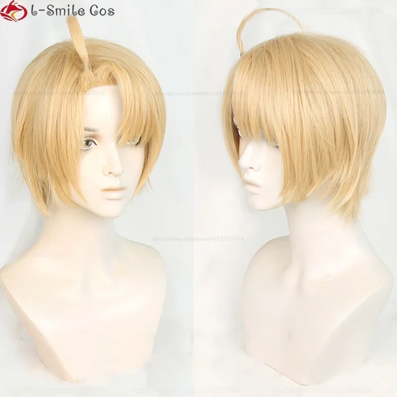 Anime APH Axis Powers Hetalia Alfred F Jones Cosplay Wig Short Golden Heat Resistant Synthetic Hair Party Wigs + Wig Cap