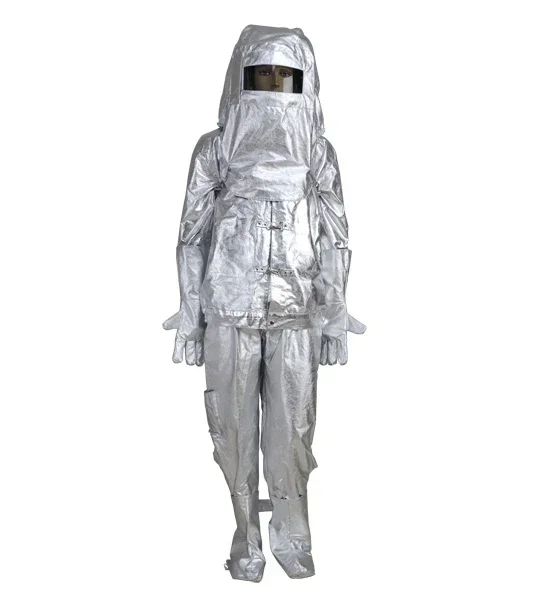 

Aluminum silver fireman suit
