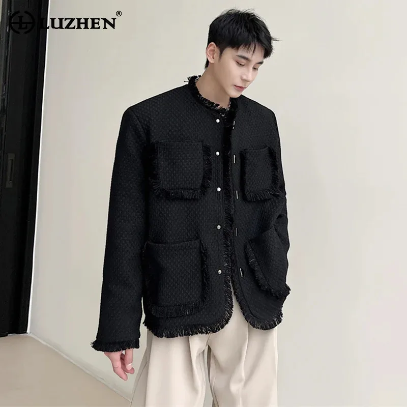 

LUZHEN оригинальные карманы элегантный дизайн Burr уличная куртка мужская однотонная модная верхняя одежда корейские отзывы много одежды JY5462