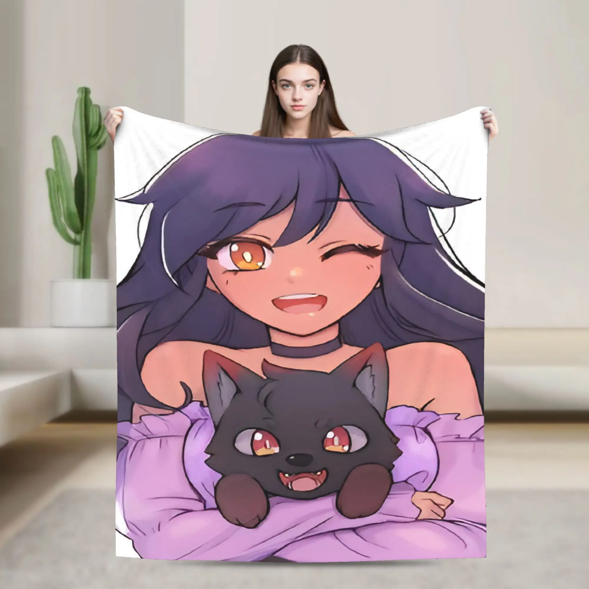 A-Aphmau Cartoon Blankets Flannel  Cozy Ultra-Soft Throw Blankets for Sofa Plush Thin Quilt