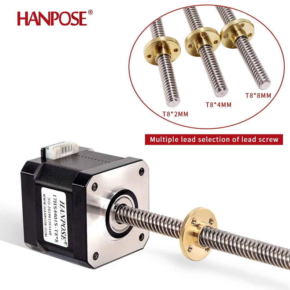 Two Phase Four Wire NEMA17 Screw Stepper Motor 17HS4401S-T8 * 8 1.5A 100-400mm Automation Equipment