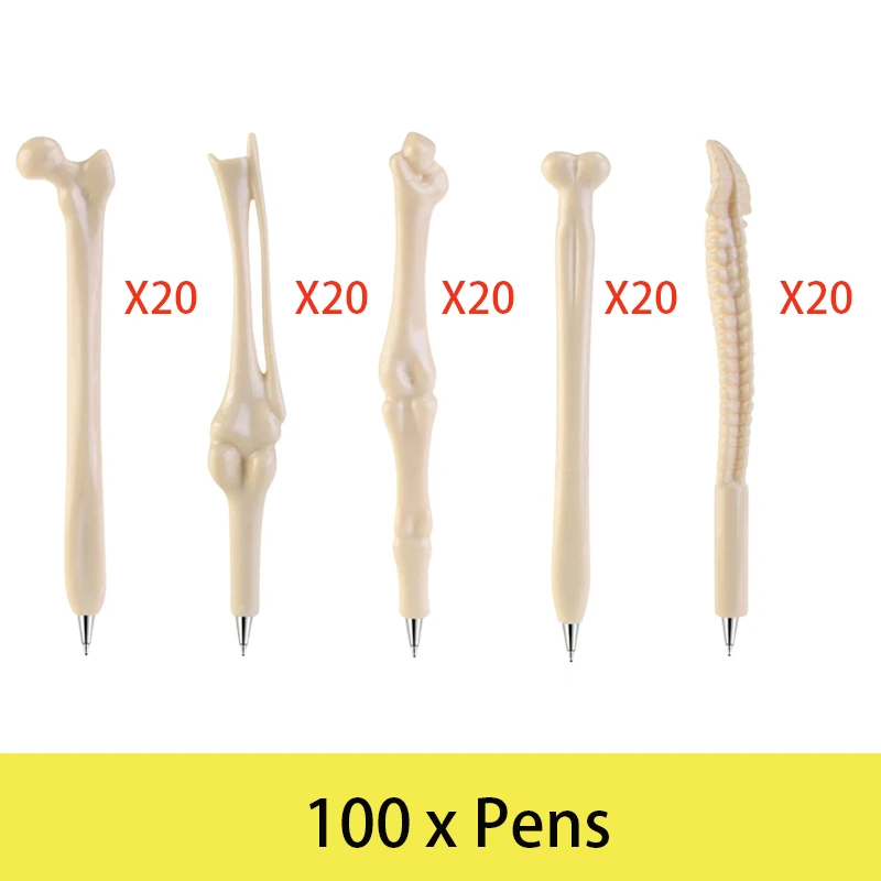 

100Pcs Novel Finger BONE Design Shape Black 0.7mm Ink Smoothly Write Ballpoint Pen Stationery For Student Office