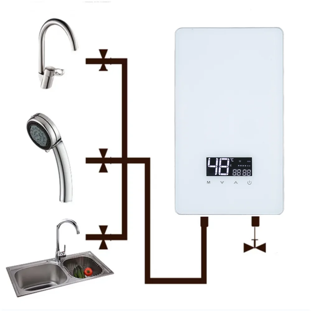 Modern 8500W Smart Instant Electric Water Heater For Hotel 220V 240V Tankless Housing For Household Outdoor RV Car Use
