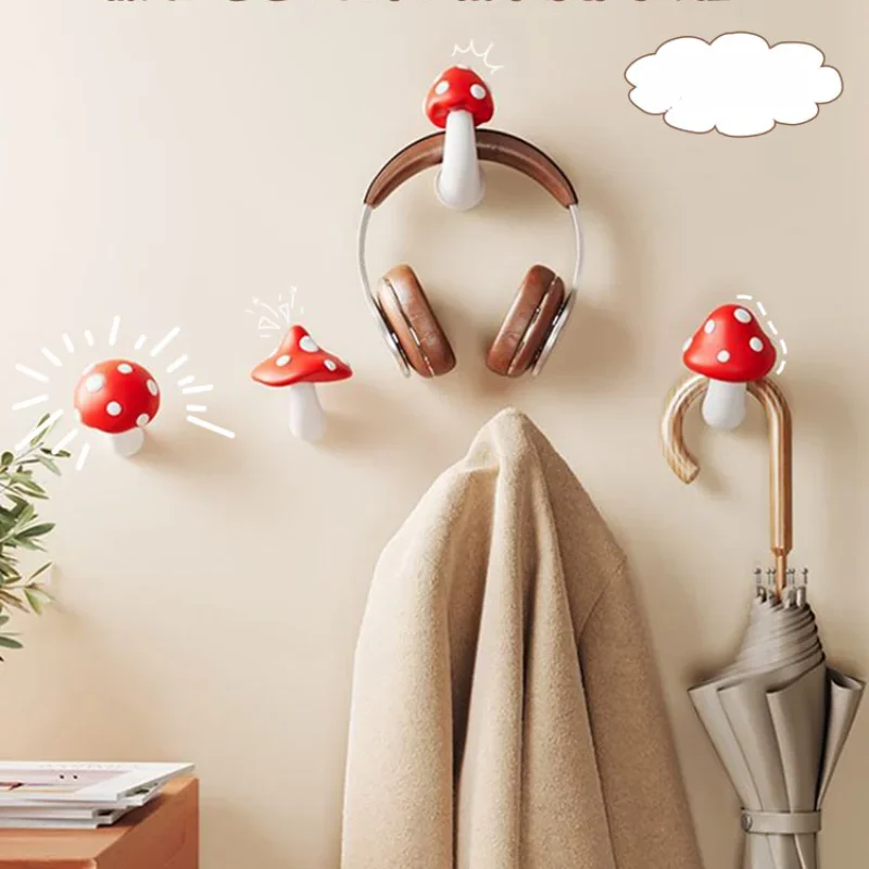 Mushroom hook creative punching-free entrance door decorative wall hook coat entrance key storage rack