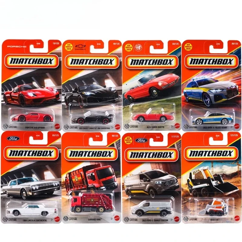 2025 l caixa de fósforos carro meninos brinquedos 1:64 diecast porsche fiat chevy corvette alfa romeo bmw polícia sedan lincoln veículos modelos presente