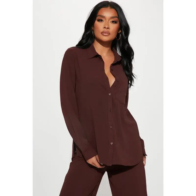 Makenzie Daily Pants Set Comfortable Home Clothes Couple Matching Outfit Four Seasons Universal Eight Sleeve Long Collar Neck