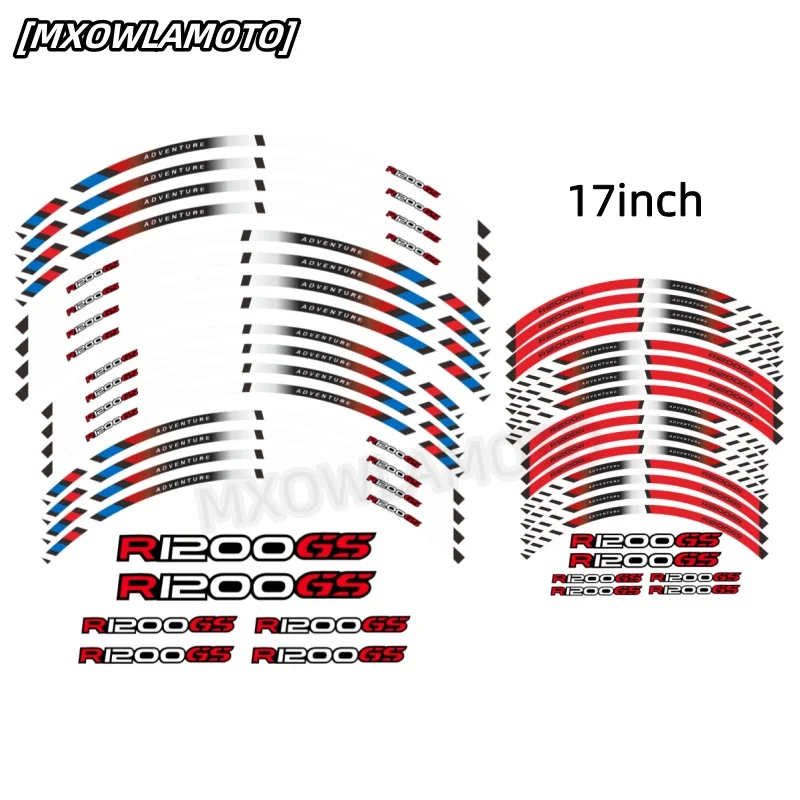 

Аксессуары для мотоцикла 17 дюймов, наклейка на колесо ступицы, обод, полоса шин, декоративные наклейки, Набор наклеек для r1200gs R 1200GS r1200