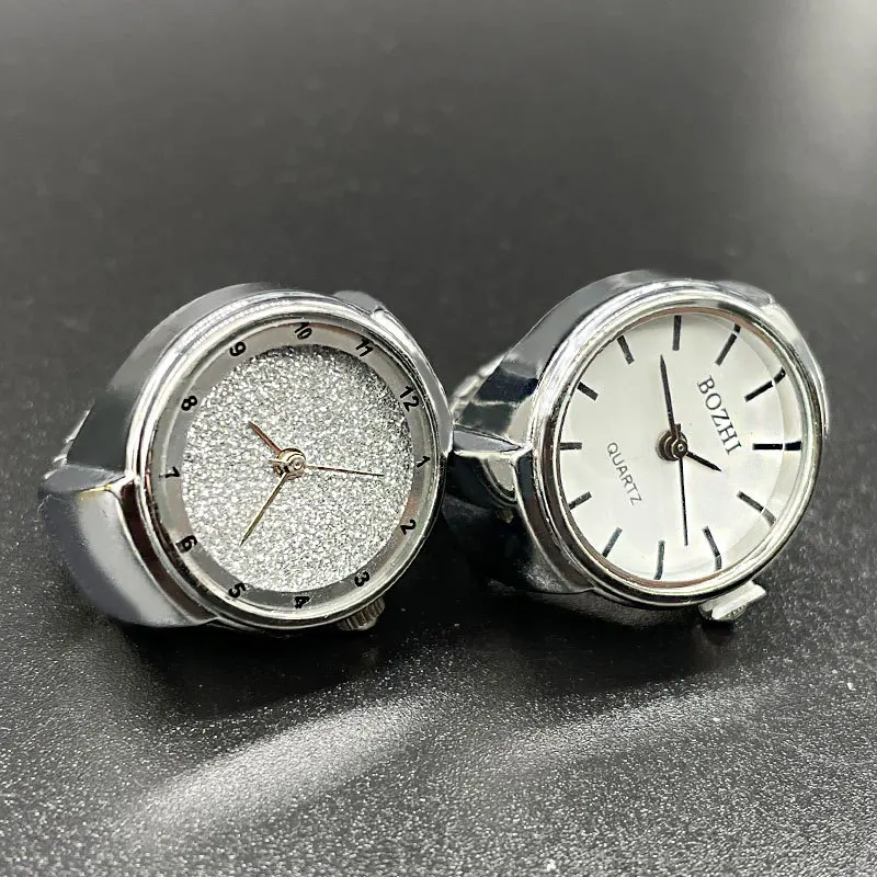 WLP New Fashion Starry Sky Dial Clock Watches Finger Rings for Women Men Couples Hip Hop Retro Elastic Strap Quartz Watch Ring