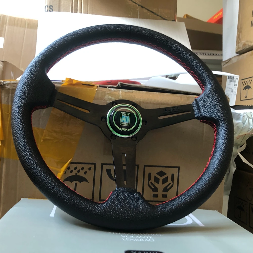 

Classic Universal 14Inch Racing Nardi Steering Wheel Car Rally JDM Leather Nardi Steering Wheel Volantes For TOYOTA VW HONDA