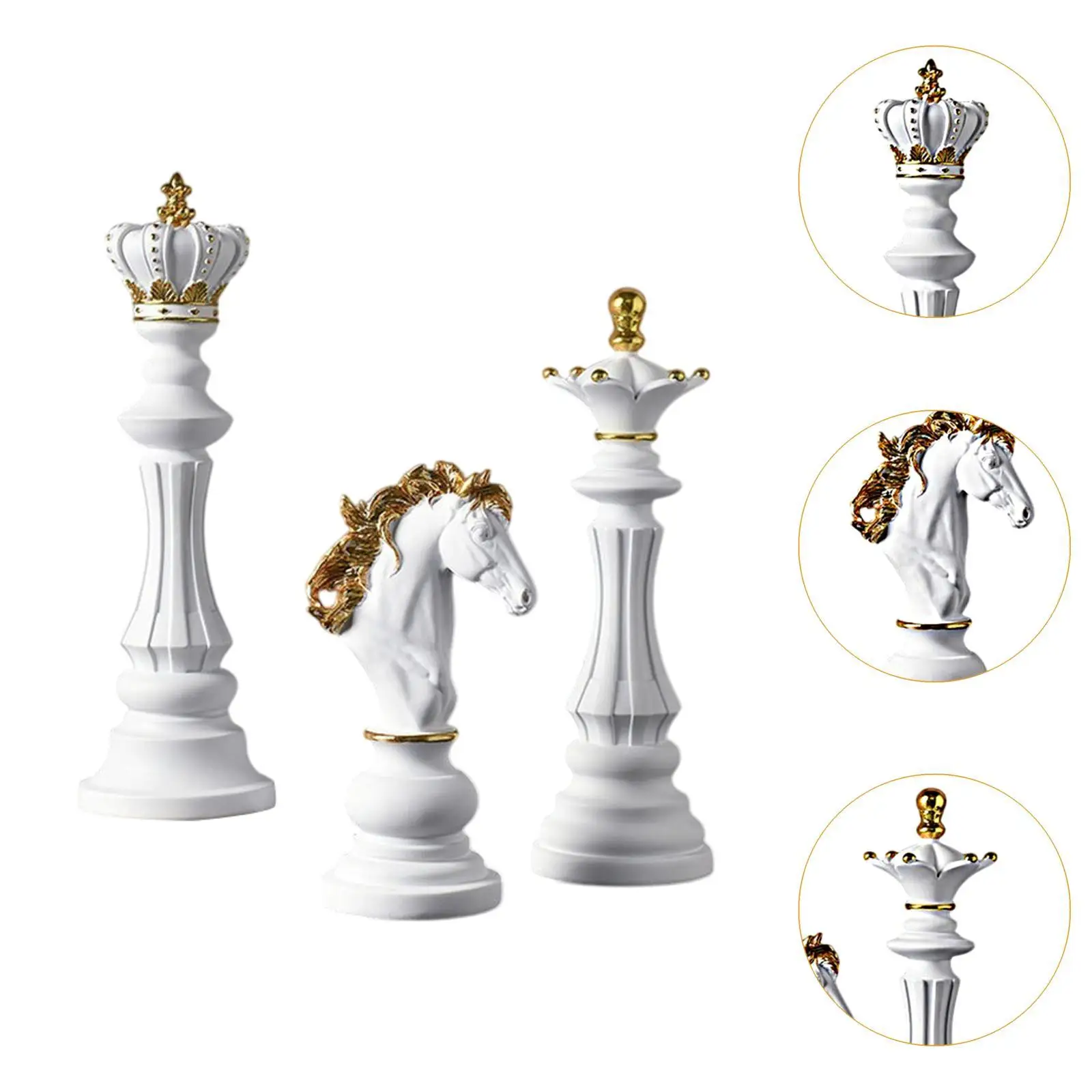 Resin Chess Pieces Statues Set Creative Table Centerpiece Retro Figurines Game Room Decoration for Home Office