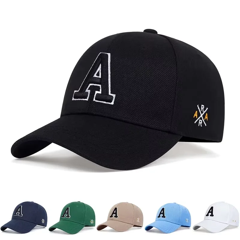 Sommerliche Herren-Baseballkappe mit gesticktem A-Buchstaben, mehrfarbig, Duck-Tongue-Design, für Outdoor-Sportarten