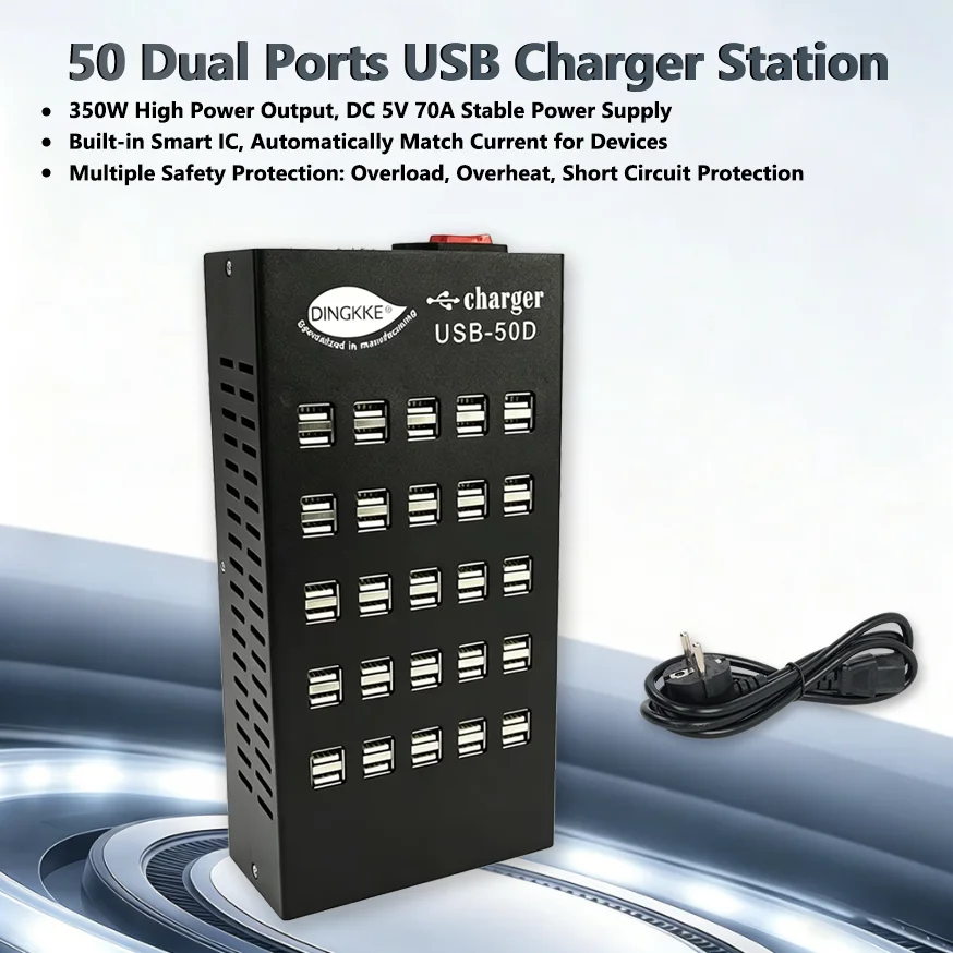 50 Dual USB Ports Charger Station 100V-240V 5V/70A US/JP Plug Wall Desktop Charge For Multiple Devices iPhone Android  충전기
