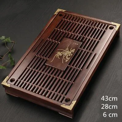 Solid wood tea tray Drainage water storage kung fu tea set Drawer tea room board table Chinese tea room ceremony tools