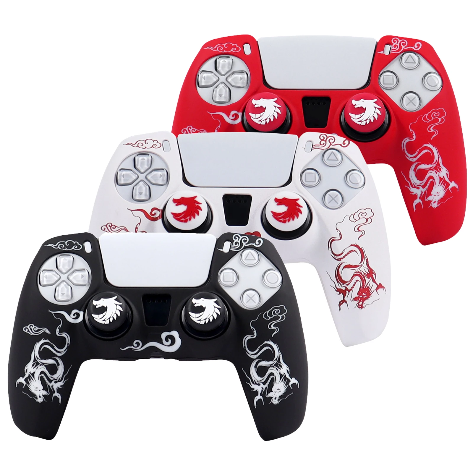 غطاء حماية من السيليكون لجهاز تحكم بلاي ستيشن 5 ملحقات ألعاب لوحة الألعاب لجهاز التحكم PS5 مع أغطية عصا التحكم