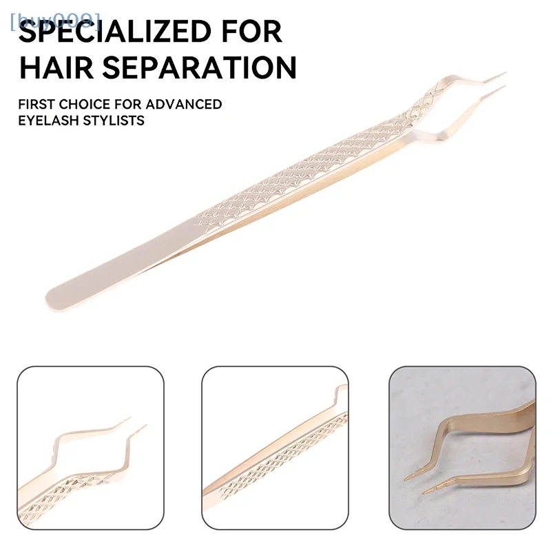 Anti-Static สแตนเลสสตีลแหนบความแม่นยําสูงทองโค้งตรงขนตาพัดลมแหนบคิ้วเล็บเครื่องมือแต่งหน้า