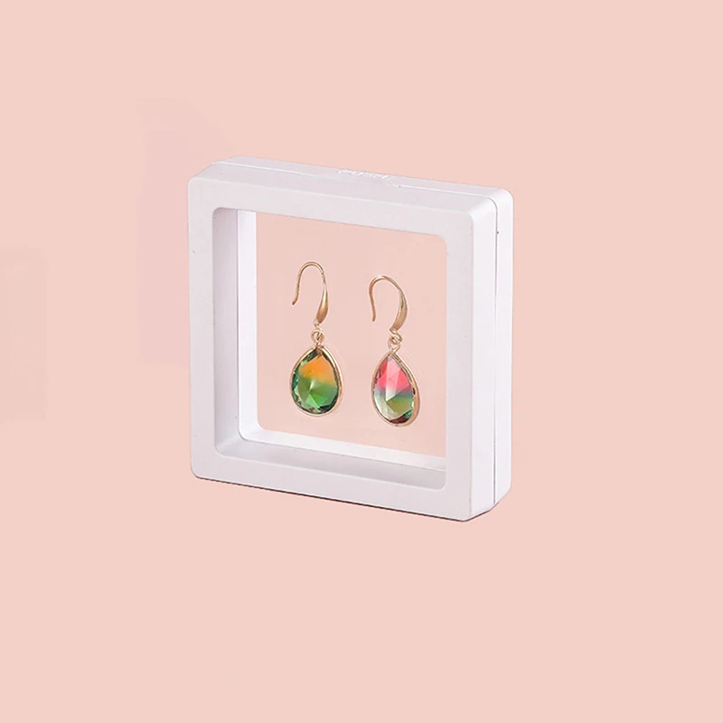 Colorful 3D Floating Jewelry Display Box Picture Frame Shadow Stand Ring Pendant Holder  Jewellery Stone Presentation Case