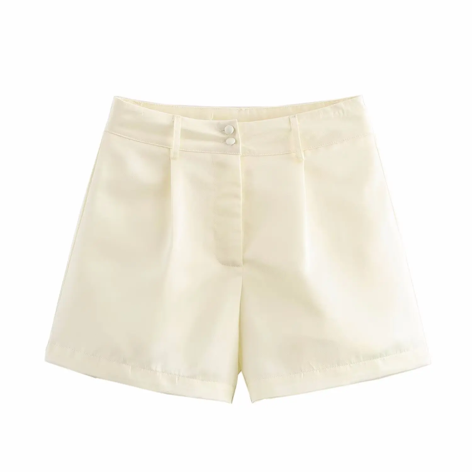 ファッショナブルなハイウエストバックルショートパンツ レディース 秋の新作 マルチカラー ストレートレッグパンツ ジッパー開閉 ポリエステル繊維