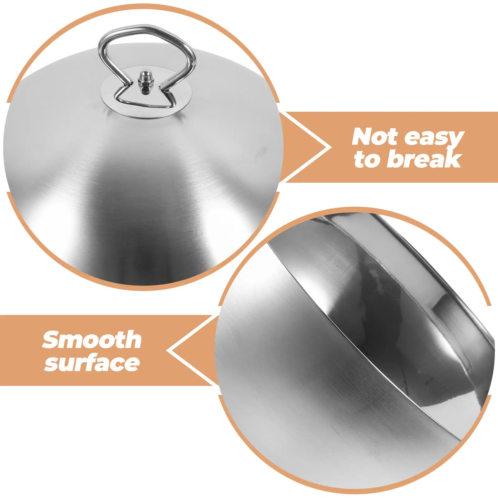 Stainless Steel Steak Cover Dome 24cm Cooking Lid Anti Splash Metal Cloche Food Cover for Restaurant Dish Lid Cooking Tool