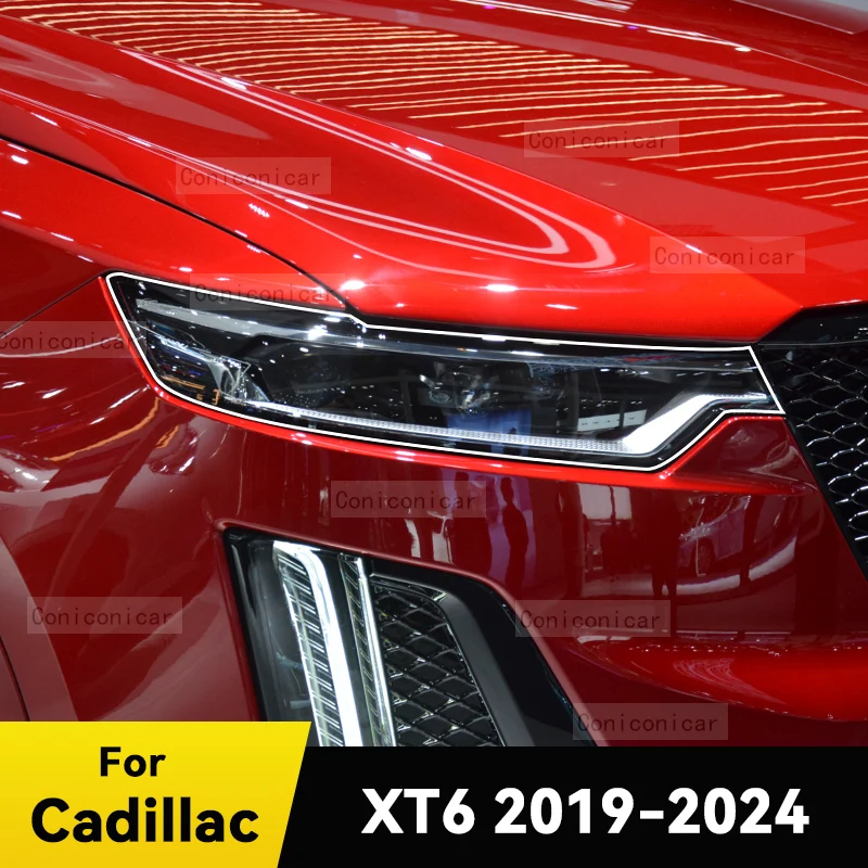 

Для CADILLAC XT6 2019-2024 защитная пленка для фар автомобиля, прозрачная защитная пленка для переднего света, аксессуары для фар из ТПУ, наклейка