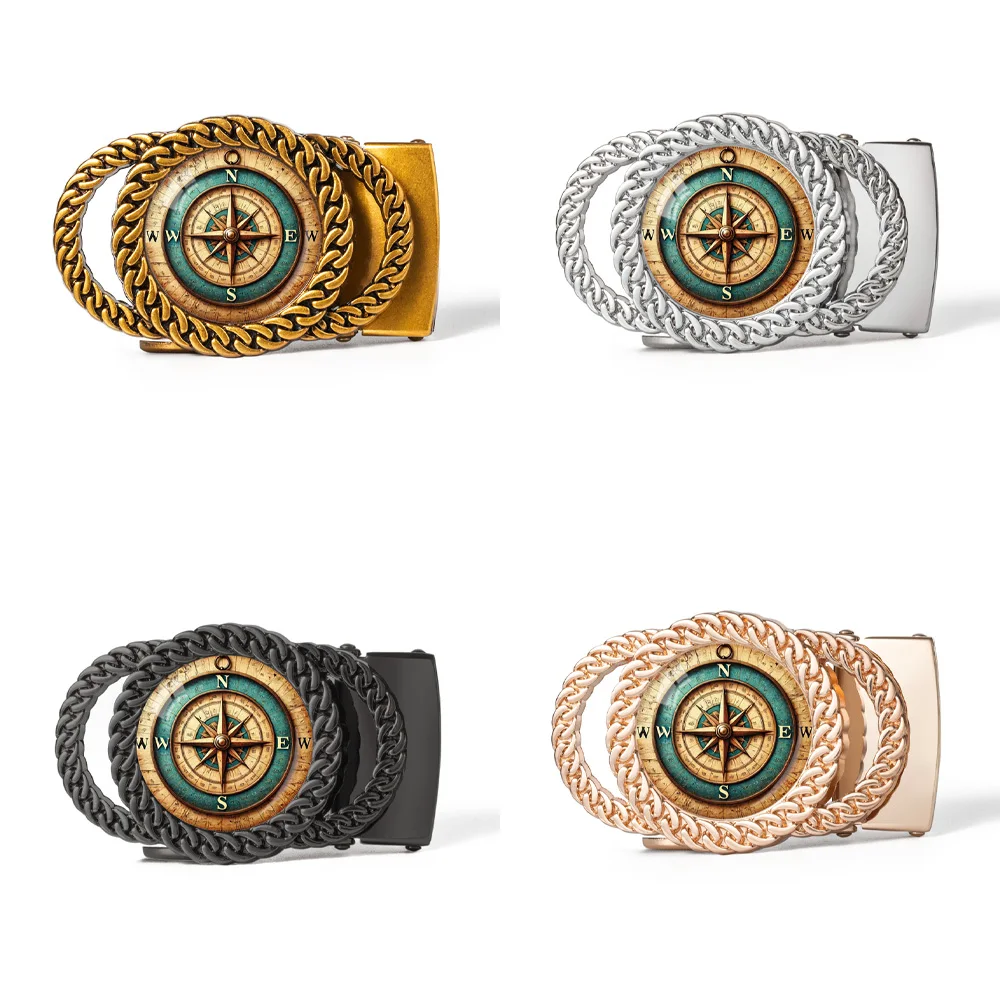 Compass Painting Automatic Ratchet Belt Buckle - Unique and Personalized Belt Accessory, The Perfect Gift for Friends