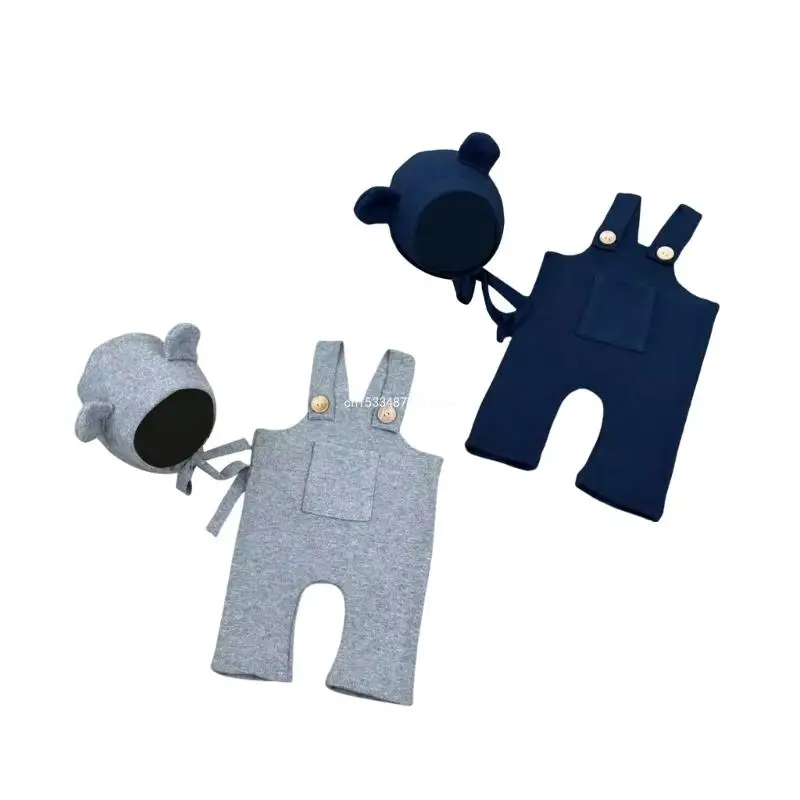 

Baby Hat Overalls Outfit Newborns Photo Clothes Fashion Photography Props for Infant Photo Costume Clothing Dropship