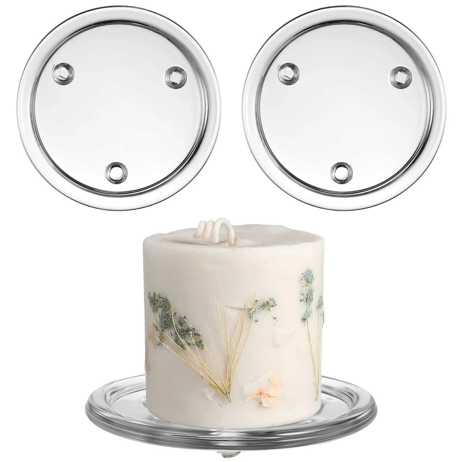 

3Pcs Clear Glass Holder Tray Round Plate for Tea Light Candles Home Decoration Festival Event Ambiance Enhancer