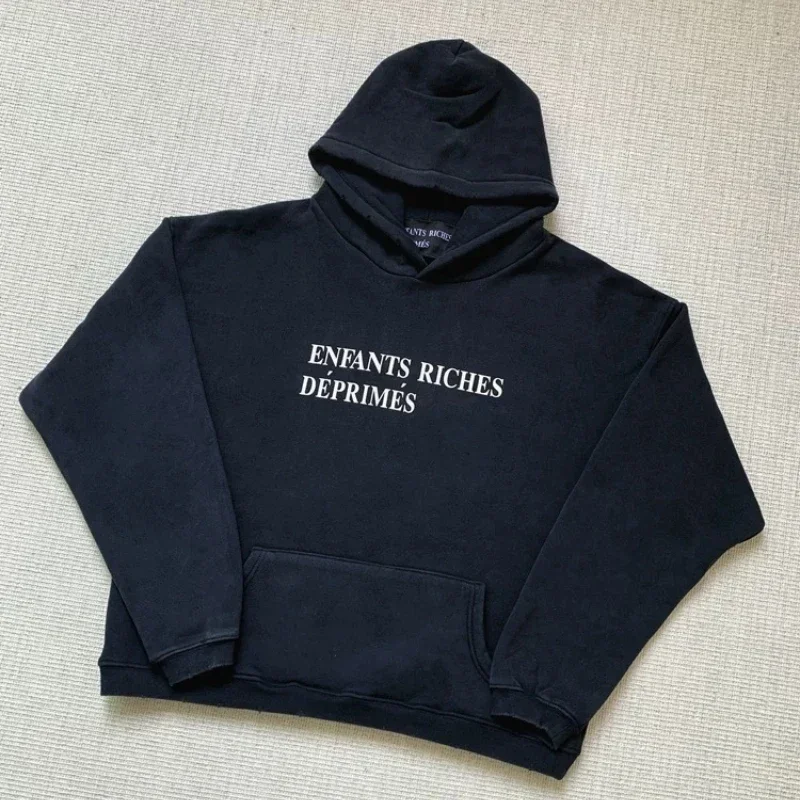 

25ss Black Washed Enfants Riches Deporimes Hoodies Classic Letter Logo Print Pure Cotton ERD Oversized Hooded Sweatshirts