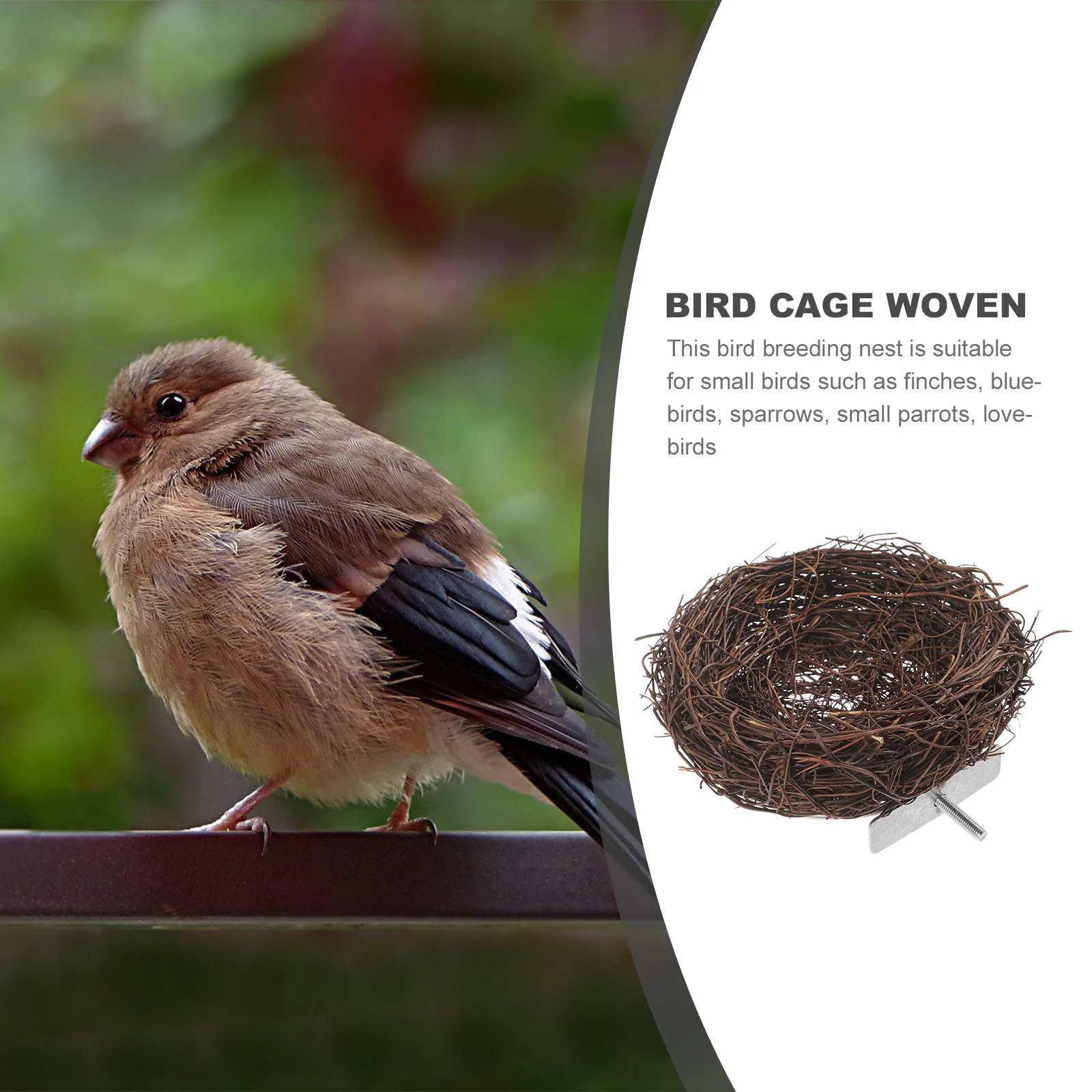 

Handwoven Rattan Bird Nest for Small Parrots Finches Sparrows Bluebirds Woven Breeding Sleeping Bed Natural Decor for Cage