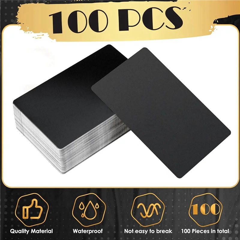 ETRT 200 Pcs Metal Engraving Blanks Aluminum Sheet Laser Engraving Business Card Engraving DIY Gift Cards, Gloss Black