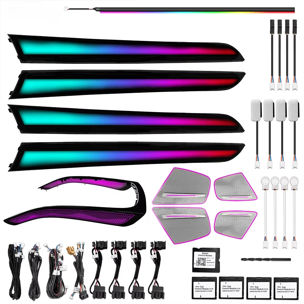 ICarsin Dynamisches 64-Farben-Ambientelicht für A5 B8 Sportback 2007-2016 Auto-Innenraum LED-Beleuchtung Upgrade-Zubehör