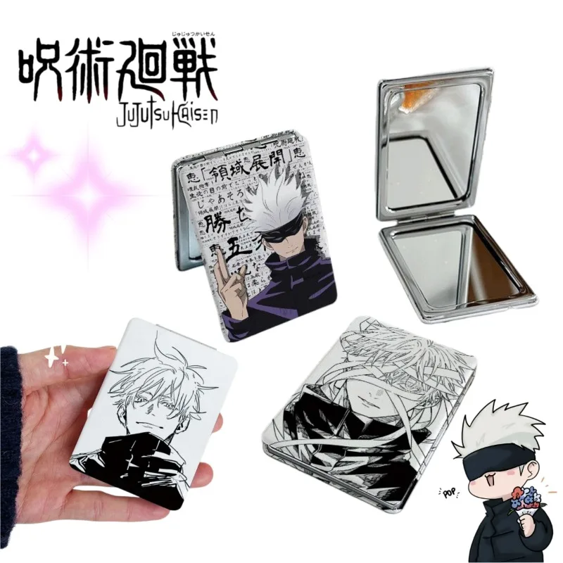 Jujutsu Kaisen Gojo Satoru Klappbarer Kompaktspiegel Doppelseitig Gemustert Tragbarer Taschenspiegel Anime Reise-Accessoire Geschenk