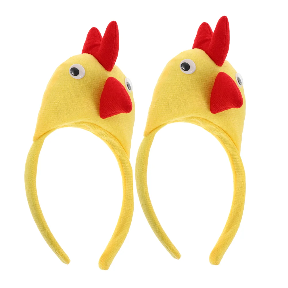 2 Pcs Headgear Chick Dance Headband Halloween Stuffed Animal Plush Chicken Costume Accessory