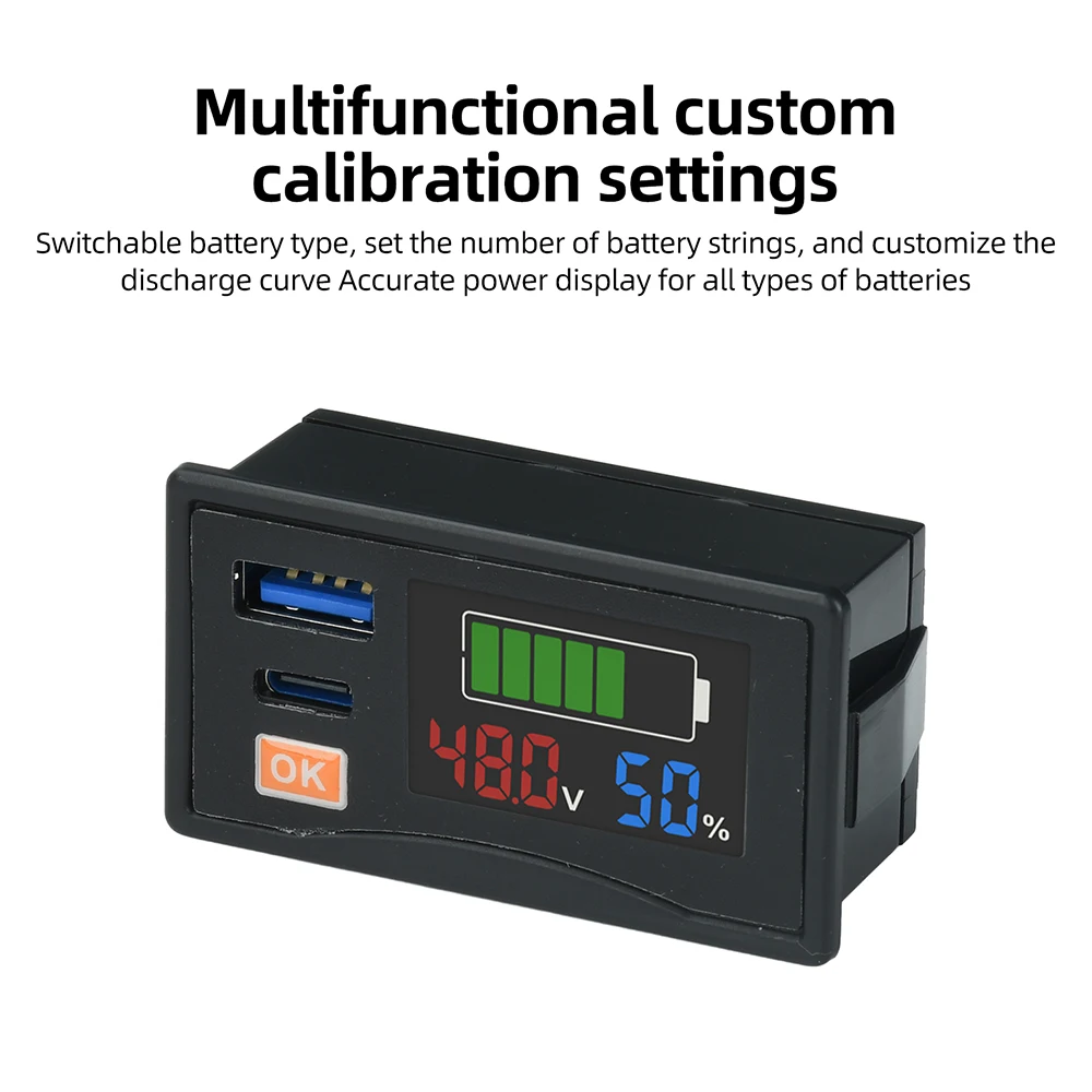 DC 12-24V Digitaler Voltmeter Batteriestandsanzeige USB+Typ C 30W Ausgangsspannungstester Leistungsmesser Auto-Kapazitätsmonitor – Detail 5
