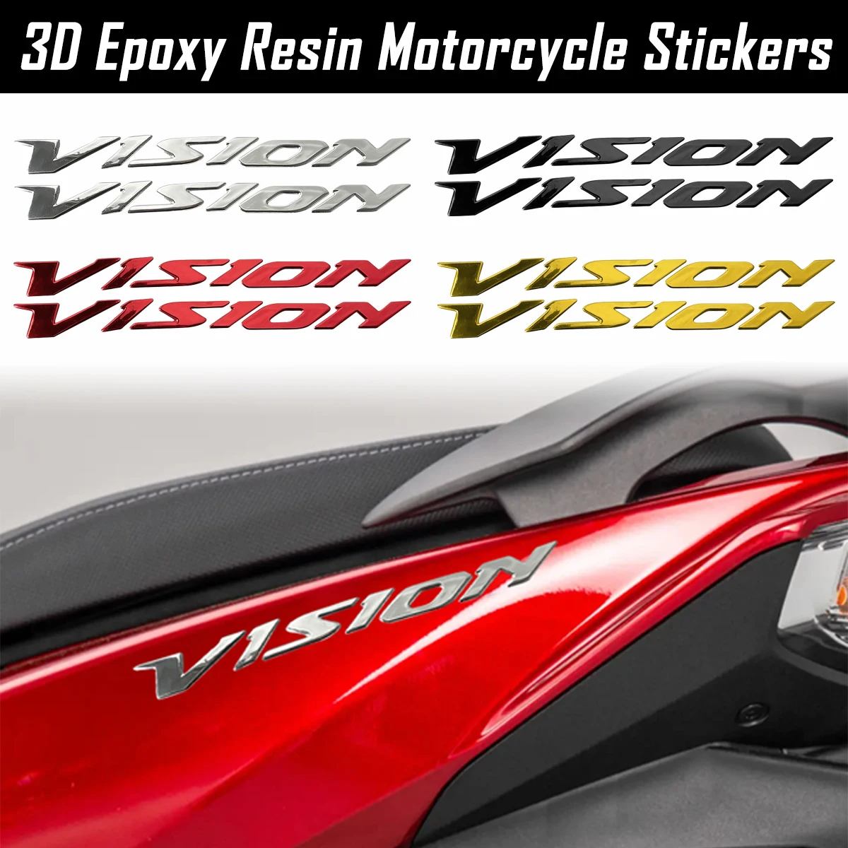 

1 пара для NSC Vision 50 110 50cc 110cc 3D эпоксидная смола, наклейки с эмблемой мотоцикла, аксессуары для бокового тела скутера, наклейки