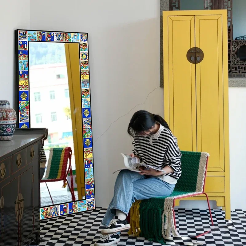 

Floor Cloud Mirror Wavy Traffic Aesthetic Luxury Heart Mirror Makeup Design Abnormity Dressing Glasses Espelhos Home Decorations