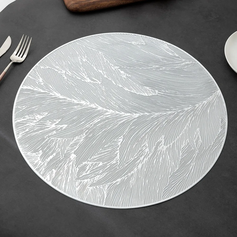 

2PCS Kitchen Accessories Round Light Luxury Placemat Solid Color Anti-Slip Table Mat Oil-Resistant PVC Heat Resistant Pad Home
