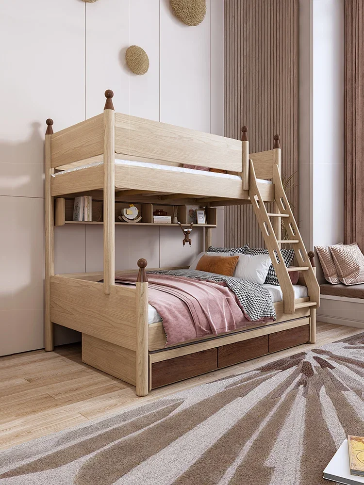 Double decker bed with upper and lower bunks,upper and lower beds,high and low bed,modern and simple boy mother bed,saving space