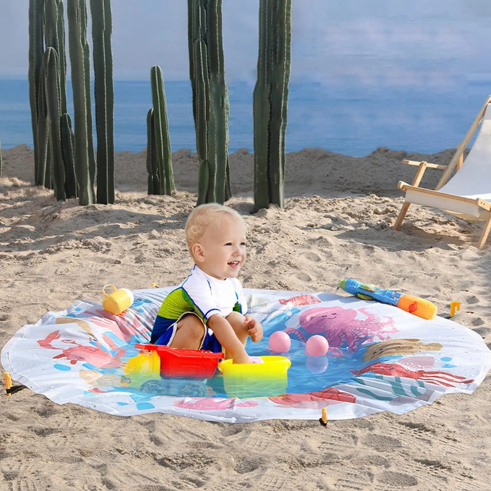 طفل شاطئ بركة الطفل التجديف بركة الكرتون 2 في 1 الأطفال البركة حصيرة للنزهة الأسرة حديقة التخييم السباحة الفناء الخلفي #3