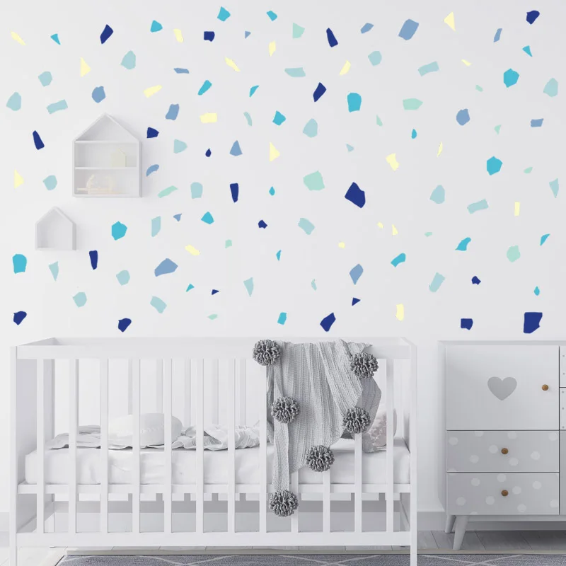 Blue Color irregular geometric pattern wall stickers bedroom living room classroom wall decoration stickers