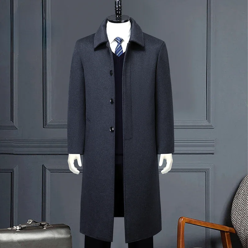 85% Cashmere Coat Men Long Knee Length Trenchcoat Male High-end Woolen Jacket Winter Coats Detachable Down Inner Clothes FCY4536
